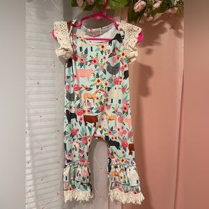 Romper, bell bottom 12-18 months, clover cottage